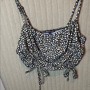 Navy Floral Crop Top